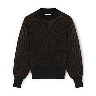 Motivi Geribbelde coltrui van gelamineerd garen - Dames - Coltruien - Bruin - S - Polyester - Truien & Vesten