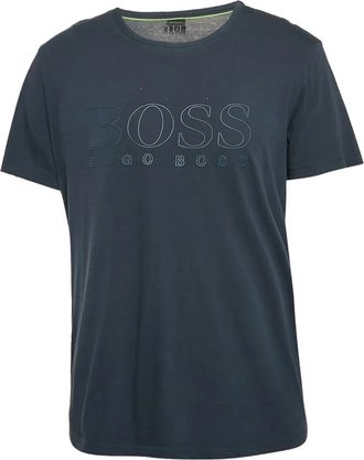 BOSS T-shirt in cotone con logo ricamato - Blu