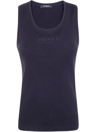 Balmain Small Balmain Paris Emb Jersey Tank Top