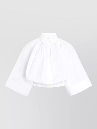 Patou short sleeve collared top pleated design