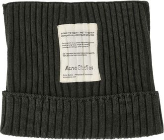 Acne Studios Unisex C40396-Dsq Ribbed Cotton Beanie Green