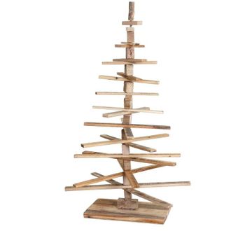 Hhg [nunca Usado] &Aacute;rbol De Navidad Decorativo Hhg-029, 3d-&aacute;rbol De Navidad Decoraci&oacute;n De Navidad, Aspecto Desgastado Madera De Abeto Ajustable 130x82x82cm