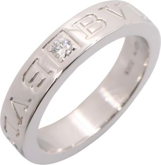 Bulgari Silver Clear White Gold (18K) Band Ring (Pre-Owned)