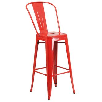 Flash Furniture 30 High Red Metal Indoor-Outdoor Barstool with Removable Back