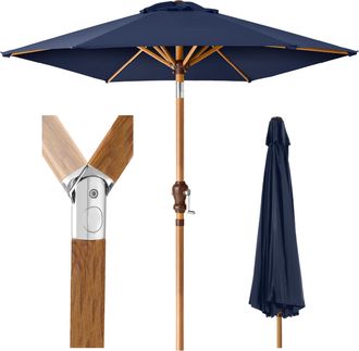 Best Choice Products 10ft Outdoor Woodgrain Pattern Steel Market Patio Umbrella w/ Crank, Tilt