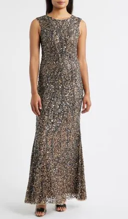 Pisarro Nights Sequin Sleeveless Gown in Mocha at Nordstrom Rack, Size 22 (Similar To 18W)