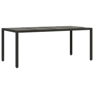 Berkfield Home Garden Table with Glass Top Black 190x90x75 cm Poly Rattan | Size: 190 x 90 x 75 cm