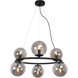 OEM L&aacute;mpara Colgante Aura Negra 6 Planas Pantalla Grafito E15