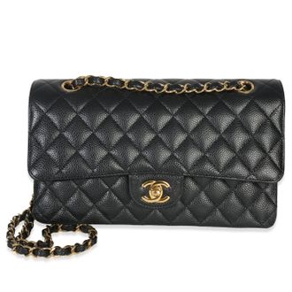 Chanel Black Quilted Caviar Medium Classic Double Flap Bag