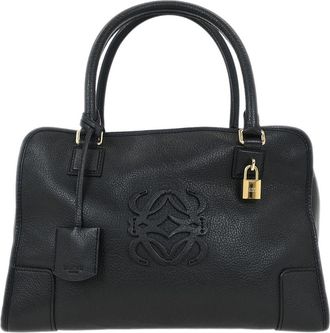 Loewe Amazona Bag Leather Black Leather Handbag (Pre-Owned)