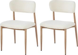 Urban Meuble Juego de 2 sillas de comedor beige con respaldo de boucl&eacute;