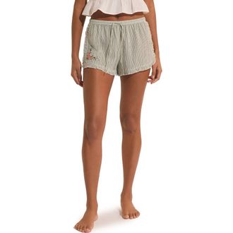 Etam Oselia Stripe Pajama Shorts in Imp Fond Vert at Nordstrom, Size X-Large