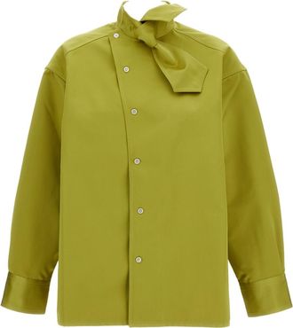 Plan C Asymmetric Scarf-Collar Duchesse Shirt