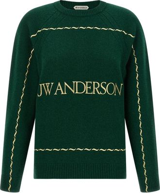 J.W.Anderson Ronde hals gebreide kleding - Dames - Ronde hals truien - Groen - S - Wol - Truien & Vesten
