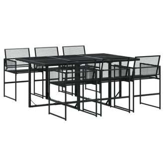 Berkfield Home 7 Piece Garden Dining Set Black Poly Rattan