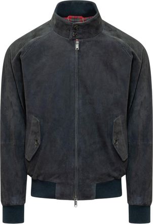 Baracuta G9 Zip-Up Bomber Jacket with Ribbed Cuffs and Flap Pockets