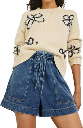Rails Zoey Sweater In Ivory Navy Stitched Daises