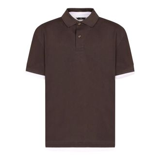 7 For All Mankind Polo Shirts, male, Brown, Size: XL Double Layer Polo