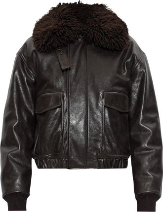 Christophe Lemaire Giacca Bomber in Pelle con Collo Staccabile - - Jackets - Donna - Marrone - S