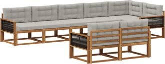 vidaXL Conjunto De Sof&aacute;s De Exterior 8 Uds. Natural Y Gris Claro Vidaxl