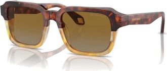 Giorgio Armani Rechthoekige zonnebril met groene lenzen - unisex - Zonnebrillen - Bruin - 53 MM - Accessoires
