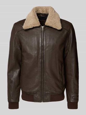 Mauritius Bomberjacke aus Schafleder in Dunkelbraun, Gr&ouml;&szlig;e XL