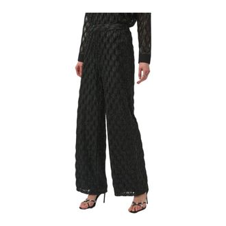 Joseph Ribkoff Wide Trousers, female, Black, 3XL, Lurex Cascade Wide-Leg Pull-On Trousers