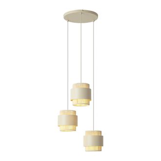 QAZQA Qazqa L&aacute;mpara Colgante Moderna Beige Con Cuerda 3 Luces - Kora