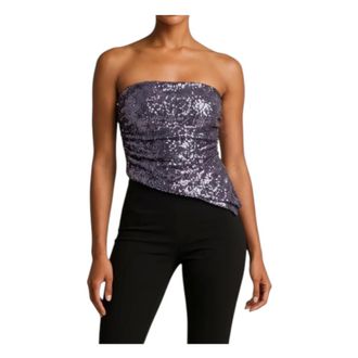 Imperial Sleeveless Tops, female, Gray, Size: M Fitted Sleeveless Top with Straight Neckline