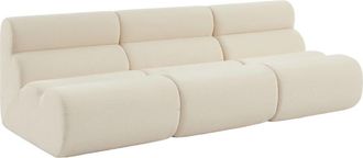 Sweeek Sof&aacute; modular de borreguito texturizado, 3 plazas, blanco