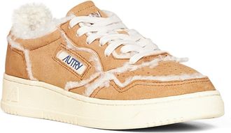 Autry Womens Sneakers Medalist Low Cognac Suede Brown Sheep Trainers