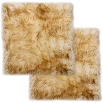 vidaXL Cojines De Sillas 2 Uds Piel Oveja Real Marr&oacute;n Mezcla 40x40 Cm Vidaxl