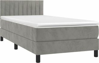 vidaXL Cama Box Spring Colch&oacute;n Y Led Terciopelo Gris Claro 90x190 Cm Vidaxl