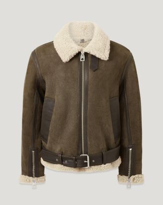 Belstaff Erskine Biker Jacket Womens Elevated Shearling Light Brown / Natural Size XS