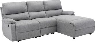 Vente-Unique Sof&aacute; rinconera derecha relax el&eacute;ctrico de tela gris claro LUNANO