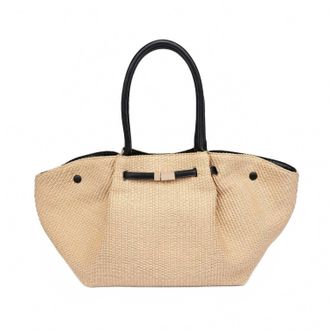 Urban Expression Womens Kaia Straw Tote Bag In Natural Black