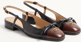 Valentino Garavani Ballerina Slingback Valet Du Roi In Capretto 25Mm Donna NERO/CAFF&Egrave; 35.5