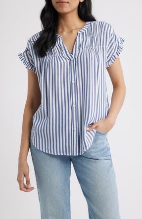 Beach Lunch Lounge Monaka Smocked Frill Top in Starry Night at Nordstrom, Size Medium