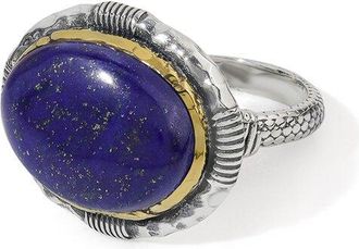 Tiramisu Silver Plated 11.69 Ct. Tw. Lapis Lazuli Statement Ring