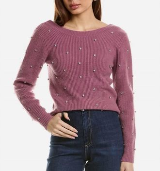 Elie Tahari Reverse V Neck Cashmere Sweater In Rose