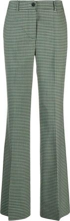 P.A.R.O.S.H. Lioned gingham flared trousers - women - Spandex/Elastane/Virgin Wool - M - Green