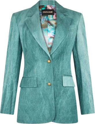 Roberto Cavalli Gestructureerde blazer voor formele gelegenheden - Dames - Blazers - Blauw - M - Jassen