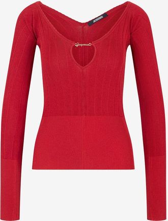 Jacquemus Fein gerippter Pullover mit V-Ausschnitt Le haut Pralu