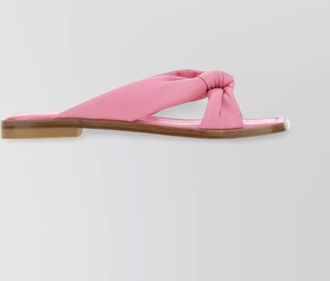 Stuart Weitzman nappa leather knit bow slippers