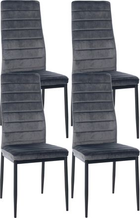 Clp Clp - Juego De 4 Sillas De Comedor Mayfair Gris Terciopelo