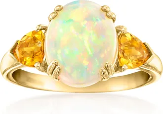 Ross-Simons Opal and Citrine 3-Stone Ring in 14kt Yellow Gold