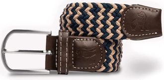 Swole Panda Swole Panda Recycled Woven Adjustable Belt Large - Beige & Blue Zigzag
