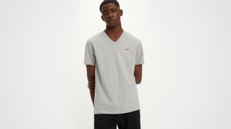 Levi's Original Housemark V Neck Tee - Mens - S - Grey