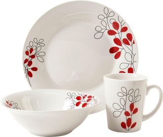 Gibson Scarlet Leaves 12 pc Dinnerware Set