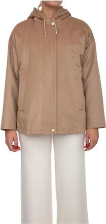 Max Mara Derris Wollen Broadcloth Korte Jas - Dames - Zomerjassen - Bruin - M - Wol - Jassen